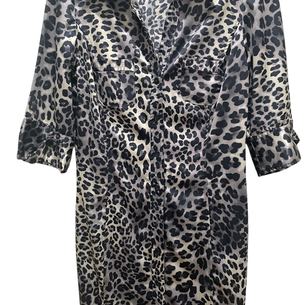 Zara Basic Leopard Print Button Front Dress Anima… - image 3